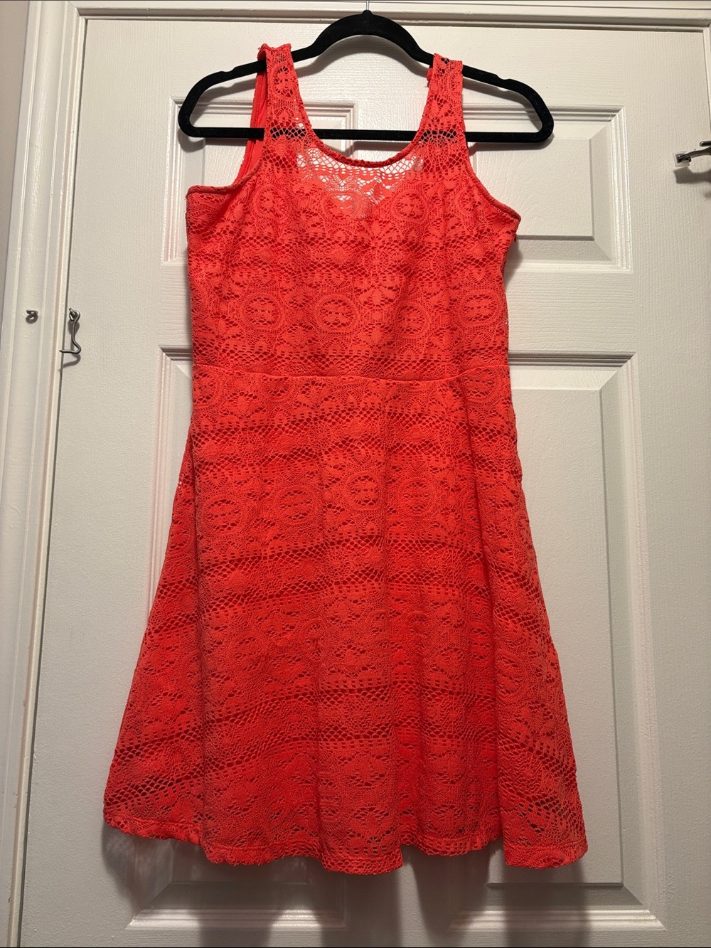 Self Esteem Red Crochet Lace Midi Dress